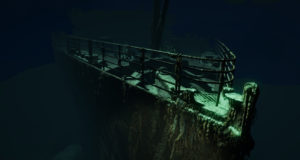 Der Bug der Titanic am Meeresgrund als Screnshot aus Titanic VR