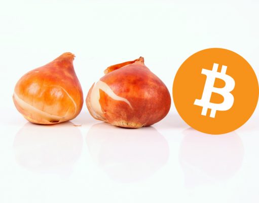 Symbolbild Bitcoin als Tulpenzwiebeln