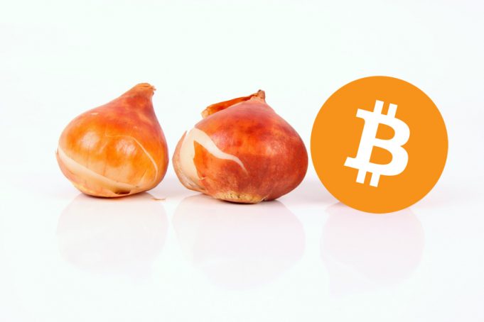 Symbolbild Bitcoin als Tulpenzwiebeln